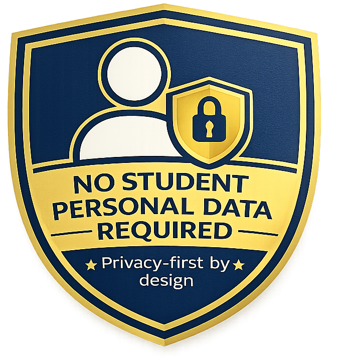 No student personal data required